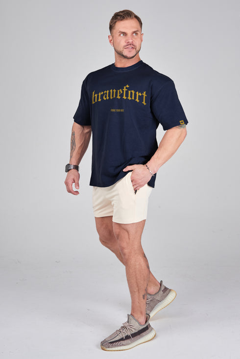 Supima® Cotton Lombardic Font Tee - Navy