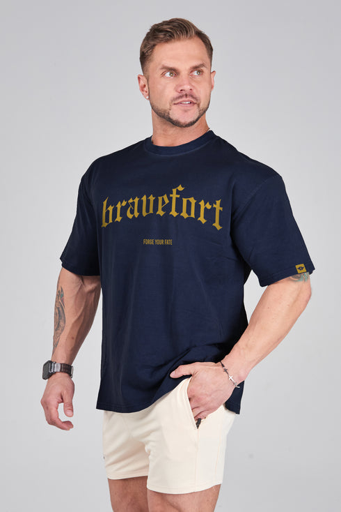 Supima® Cotton Lombardic Font Tee - Navy