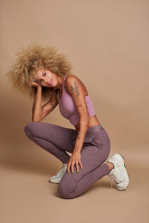Siena High Waisted Joggers in Passion Plum