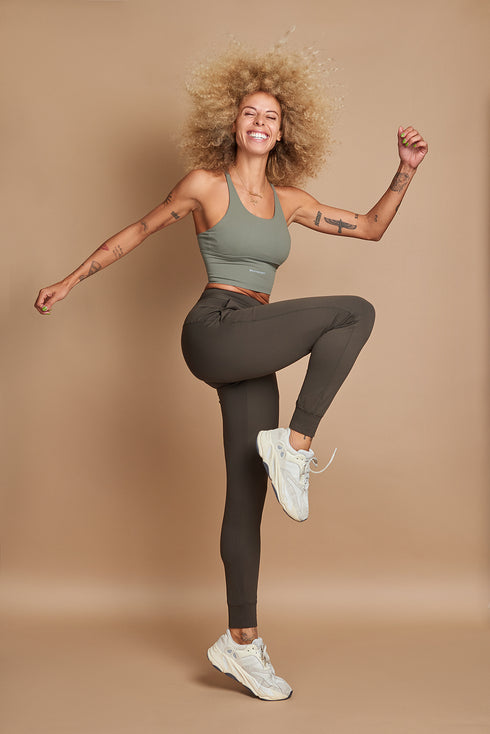 Siena High Waisted Joggers in Dark Olive