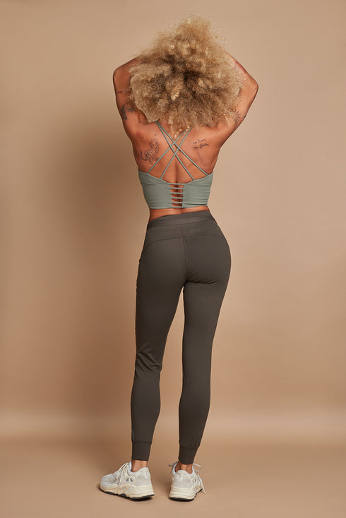 Crisscross Cami Sports Bra in Olive