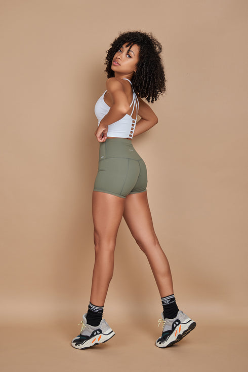 Crisscross Cami Sports Bra in White