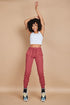 Siena High Waisted Joggers in Deep Crimson