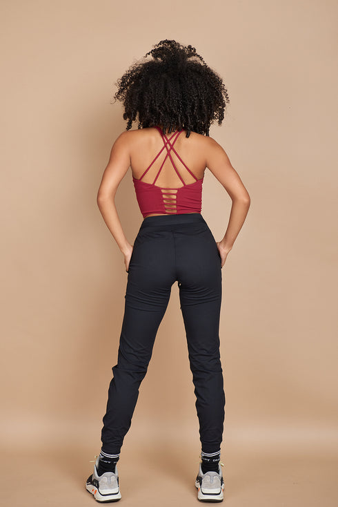 Siena High Waisted Joggers in Black