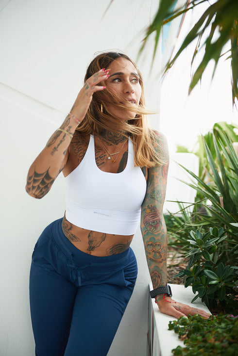 Siena High Waisted Joggers in Azure Blue