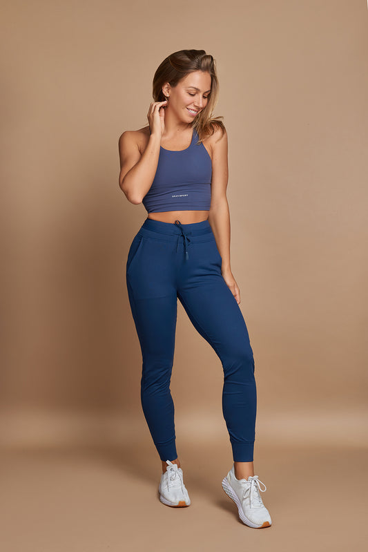 Siena High Waisted Joggers in Azure Blue