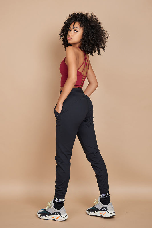 Siena High Waisted Joggers in Black